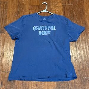 XXL Men’s “GRATEFUL DUDE” Life Is Good Navy Graphic Tee